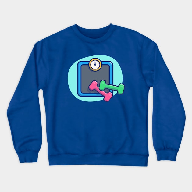 Dumbells With Weight Scales Cartoon Crewneck Sweatshirt by Catalyst Labs